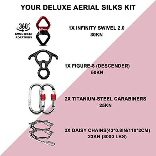 Aerial Yoga Silks 9 Yards Hammock Kit (Low-Medium Stretch) For Aerial Dance, Flying Yoga, Yoga Starter Kit With Hardware Set - Swing For All Levels, Suit For 8-13 Ft Ceiling Height (Dark Red) #TOP3