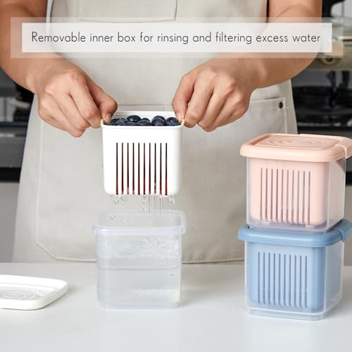 LemonRoad 3 Pack Berry Containers for Fridge, 1-Quart with Colander by LemonRoad - Used condition - Image 4