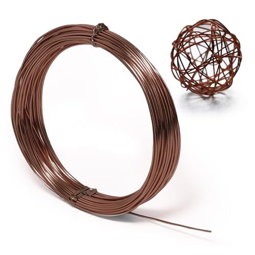 Aluminum Craft Wire, 33 Feet Bendable for Jewelry Making, Sculpting, Floral, Wreath, Crafting, Wire Wrapping, Beading Wire, Christmas Ornaments (Brown, 18 Gauge)