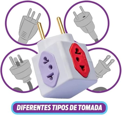 Adaptador Benjamin Cubo de Tomada com 3 Entradas 10A e 1 Entrada 20A Plug Padrão 3 Pinos Novo Antigo