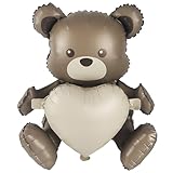 Matte 4D Big Brown Bear Balloons Cartoon Teddy Bear Party Supplies, Matte Bear Helium Mylar Foil Balloons For Jungle Woodland Animal Farm Safari Zoo Themed Party Decoration Home Decor