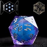 HEIMDALLR Liquid Core Dice Set with First Ever LED Display Case - 7-PC Hand-Painted Sharp Edge DND Dice Set with Gift Dice Box - Resin Dungeons and Dragons Dice Set (D&D Dice Set) (Starshimmer)