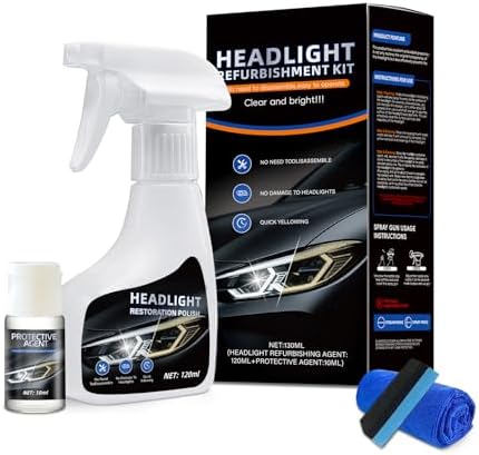 Car Headlight Restoration Polishing Kits,Headlight Restoration Kit,Headlight Cleaner And Restorer Kit,Headlight Cleaner,Multifunctional Car Headlight Polishing for All Vehicle Types (1Set)