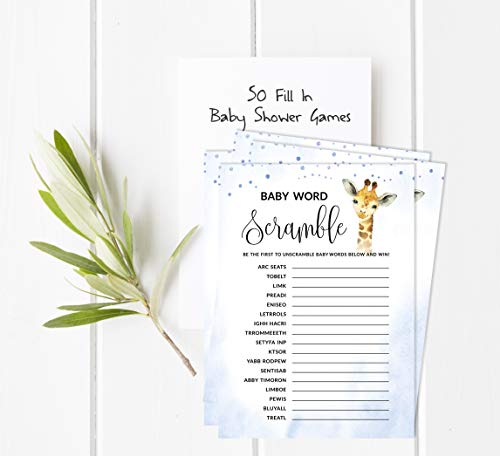 Inkdotpot Set Of 50 Baby Shower Word Scramble Game Cards Giraffe Jungle Animals Party Supplies Fun Baby Shower Game Favors - Image 2