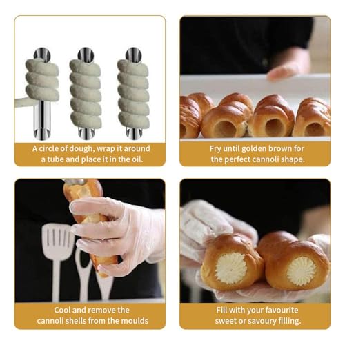 Moldes para cannoli de acero inoxidable en pack de 40 piezas para repostería color crema 5