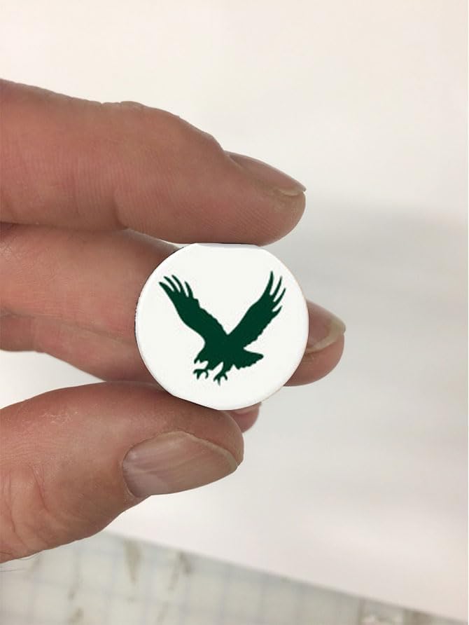 Flying Eagle Award Decals for Football Helmets, Baseball, Softball, Hockey Lacrosse Thick mil Vinyl 1-1/8" Diameter (100 Decals) (Forest Green on White)