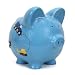 Child to Cherish Ceramic Piggy Bank for Boys, Construction Trucks, Blue