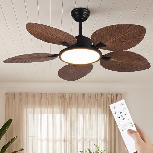 Yijingkc 52 Inch Tropical Ceiling Fan with Light, 2000+ Lumens