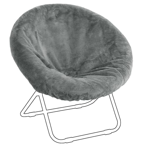 HOMBYS Faux Fur Cover for Saucer Chair, Removable Round Moon Chair Slipcover (Without Chair, Only A Cover), Ultra Soft and Waterproof Chair Cover for Saucer Chairs Size Between 28-30 in x 29-32 in