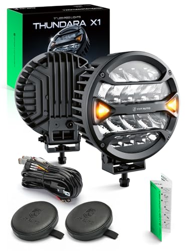 YHTAUTO 7 Inch LED Light Bars w/Wiring Harness & Light