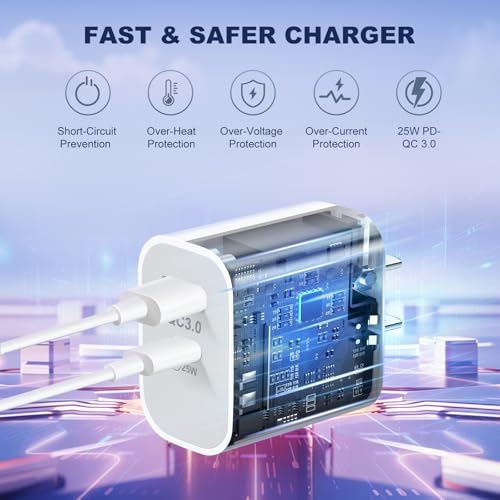 Image of Aolcev for iPhone Charger Fast Charging Bling 2 in 1 USB C Charger Block | 25W Type C Fast Charging Blocks Bling USB A USB C Adapter for iPhone 17 16 15 14 13 iPad Galaxy S26 S25 Rhinestones Sliver