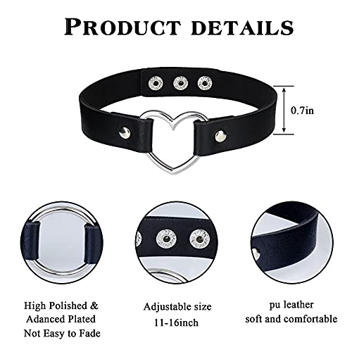 Sailimue 12Pcs Punk Leather Choker Necklace Set For Women Choker Gothic Adjustable Leather Collar Choker Punk Pu Necklace Goth Choker Cosplay Jewelry #TOP1