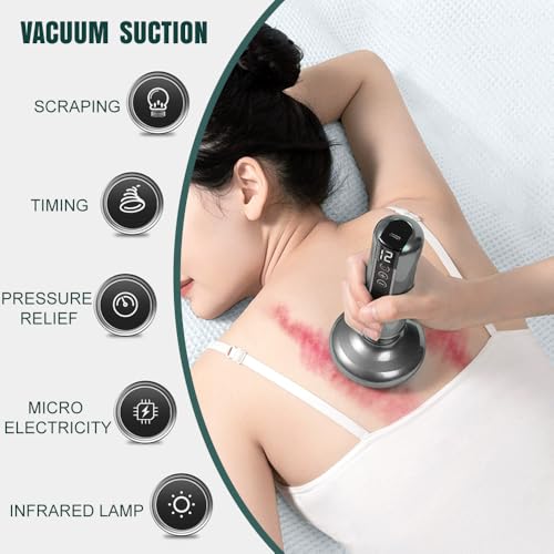 Hasaika® Massaggiatore Elettrico A Coppettazione, Regolazione Della Temperatura Di Aspirazione A 12 Posizioni, Adatto Per Il Massaggio Di Tutto Il Corpo (Grigio) - 3