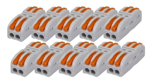 Kit 10 Peças Conector Emenda Rápida 2 Vias (Cinza)