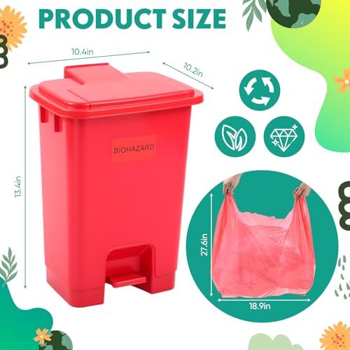 Geiserailie 6 Set 5.3 Gallon Biohazard Trash Can with Foot-Operated Self-Closing Lid, Biohazard Labels & Bags for Lab Industrial Infectious Waste Disposal, Step to Open, Step Again to Close by Geiserailie - Image 2
