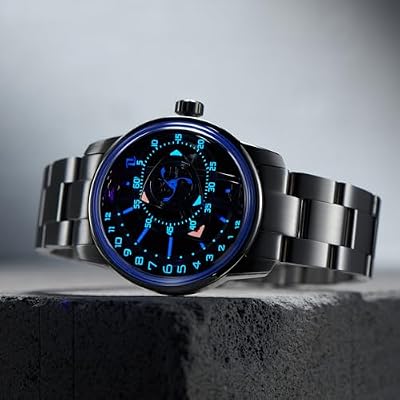OBLVLO Luxury Automatic Men's Watch, Stainless Steel Band, Black Mechanical Dial, Silver