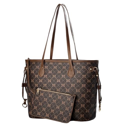 Vegan Leather Tote & Purses Set for Women, Coffee