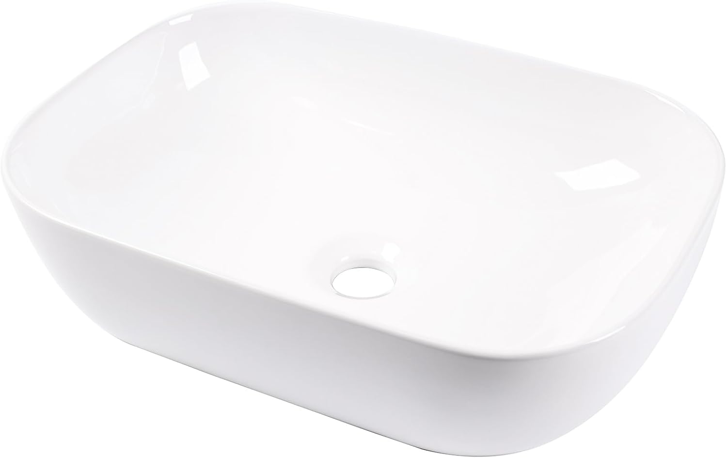 Vessel Sink Bowl Above Counter, QISHKA 18.3" x 13" Ceramic Oval Modern Bathroom Sink White Vanity Sink Lavatory Art Basin White 18" x 13" Oval