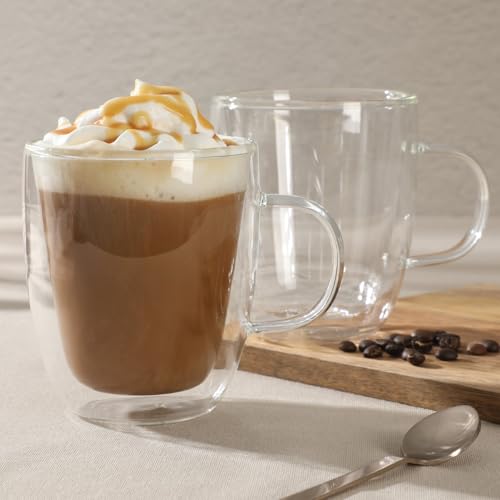 Mr. Coffee Retro Machiatto Large 16 Ounce Insulated Double Wall Glass Coffee & Tea Cups, Set of 2 by Mr. Coffee - Image 2