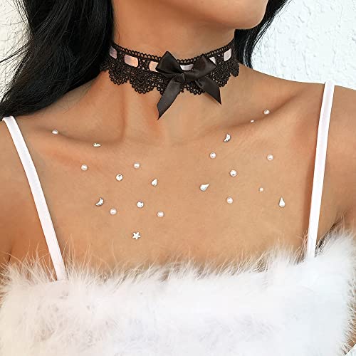 Jumwrit Gothic Lace Choker Necklace Sexy Bow Collar Necklace Lolita Necklace Accessories For Women And Girls（Black） #TOP2