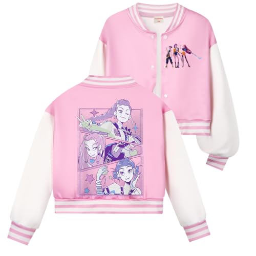Funykiding Boys Girls Jacket Hoodies Kids Fashion Movie Singer Jumper Casual YouTube Gamer Unisex Baseball Jumpers (Pink,5 Years)