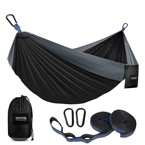 Kootek Camping Hammock 500 lbs Capacity, Portable Hammocks with Tree Straps & Attached Carry Bag, Camping Essentials Gear, Perfect for Outside Indoor Hiking Beach Backpack Travel