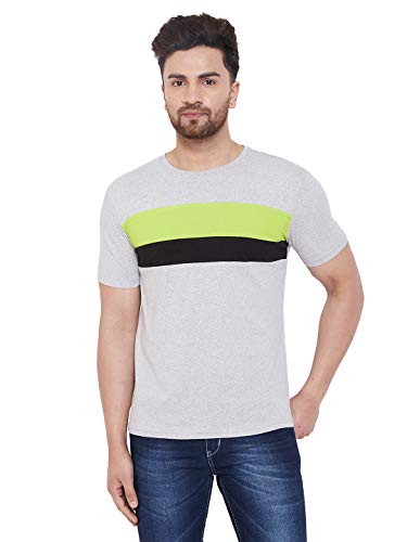 Image of GRITSTONES Half Sleeves Color Block Round Neck T-Shirt for Men -GSHSTSHT2520 P