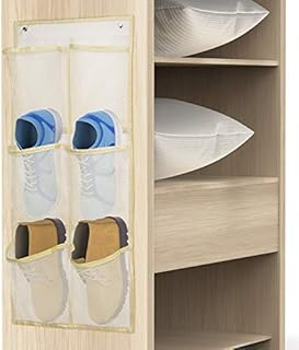 Yocice Wall Mounted Shoes Rack 1Pack/Can Store 3Pairs of Sneakers,with Sticky Hanging Mounts, Shoes Holder Storage Organizer Shelf,Door Shoe Hangers (SM06-Beige-1)