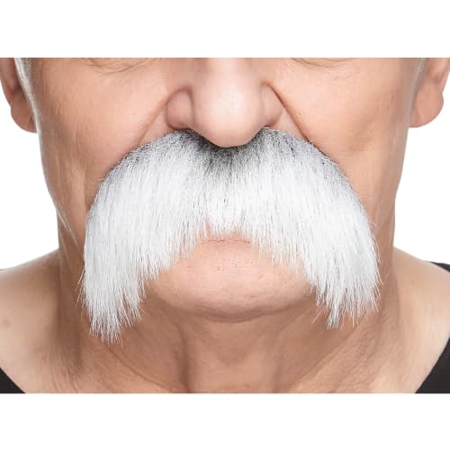 Mustaches Self Adhesive Fake Mustache, Novelty, Walrus False Facial Hair for Adults, Costume Accessory for Halloween, Gray with White Color