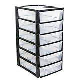 SIDSONS 6 Drawers Storage Unit, A4 Plastic Storage Drawers, Desktop Table top Organiser Storage Tower Unit for Home, School, Office, Bedroom & Living Room Height 57cm, Width 28cm, Depth 35cm