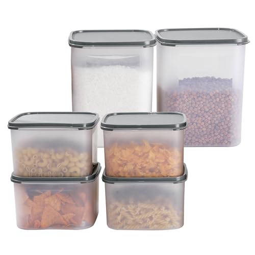 Image of KOLORR Modular Plastic Containers Set for Kitchen Storage Combo, Set of 6 (2700ml x 4 / 5500ml x 2) | Dry Food Organizer | Air Tight Grocery Jar /Container | 100% BPA Free| Food Grade | Transparent