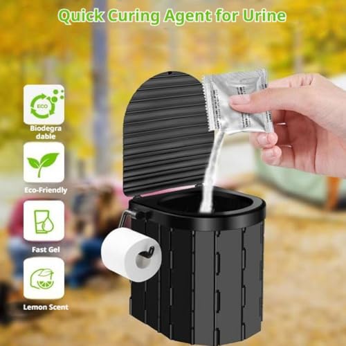 Portable Foldable Toilet with 12 Waste Bags & Solidifier Packs, Emergency Sanitation Toilet for Outdoor Camping Hiking Disaster Preparedness Construction Home Healthcare (Gray) - Image 5