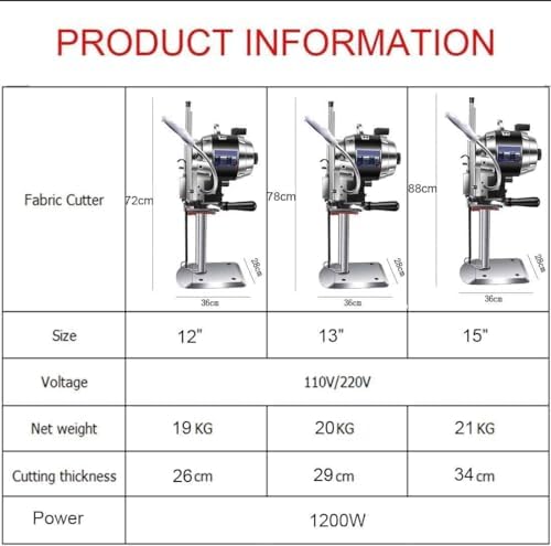 Industrial Fabric Cutting Machine, High-Speed Electric Cloth Cutter with Led Light for Precision Cutting in Textile Industry