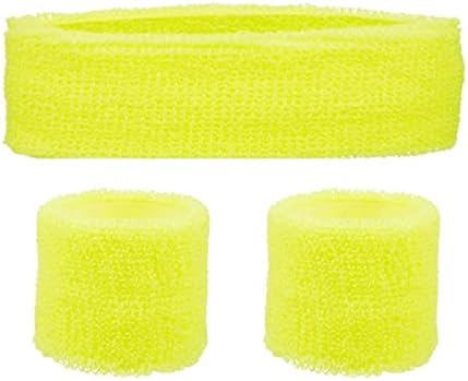 Mytoptrendz® 3 pcs Set Sports Sweatbands Stretchy Soft Set 1 Headband and 2 Wristbands Unisex Boys Girls Men Women
