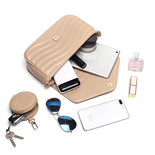 Small Quilted Crossbody Bags For Women Stylish Designer Purses And Handbags With Coin Purse Including 2 Size Bag (Khaki) #TOP3
