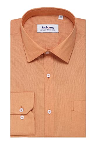 Image of Faubourg Cotton Blend 5377-5382 Men's Solid Plain Full Long Sleeve Slim Fit Formal Shirt