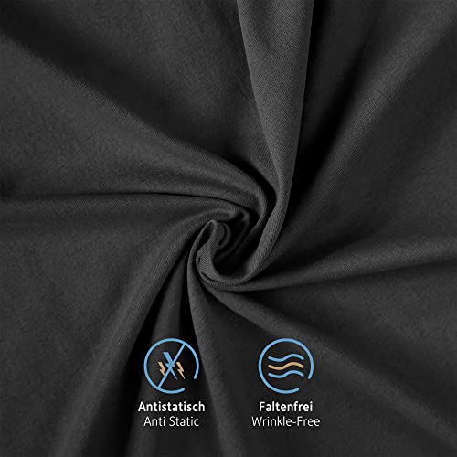Komfortec 100% Cotton Cushion Covers, Set of 2, 80 x 80 cm, Super Soft Premium Jersey Pillowcase, 150 g/m², Pillow Slip, Black - Image 2