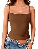 Avidlove Women's Crop Top Cami Camisole Y2K Summer Women Sexy Slim Sleeveless Backless Spaghetti Strap Tank Top Brown