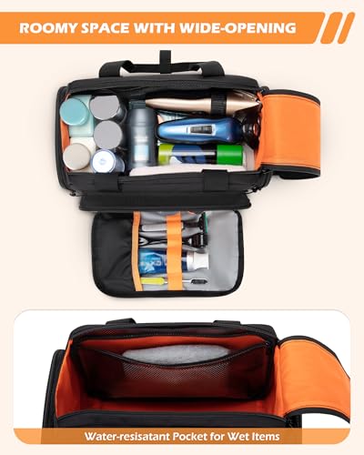 Tactical Travel Toiletry Bag for Men, Extra Large Dopp Kit Organizer with Dual Way Zippers, Travel Hygiene Bag for Shaving Grooming Bathroom Essentials, Black (Empty Bag) - Image 4