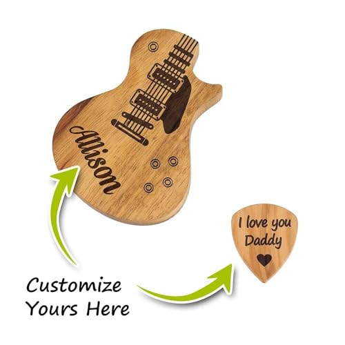 Custom Wooden Guitar Picks Box,Personalized Guitar Pick Holder Storage,Wood Guitar Plectrum Organizer Case,Music Gift for Guitarist Musician (9.5x7x2cm)