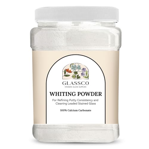 Whiting Powder for Stained Glass | Fine, 100% Calcium Carbonate | Removes Glazing Oils, Flux & Excess Putty, Polishes Lead Came | for Cementing & Clean-Up of Stained & Leaded Glass, 16oz