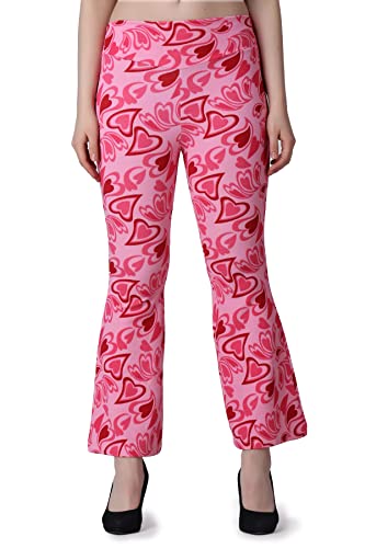 Image of POPWINGS Casual Marble Print Bell Bottom Trousers for Women || Flare Fit Women Trousers for Summer || Stylish Western Regular Fit Casual Bell Bottom Trousers for Women