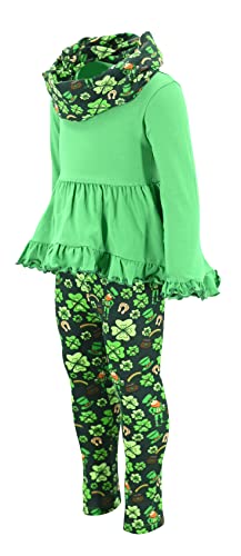 Image of Unique Baby Girls Kids Toddler 3pc Outfit Set Long Sleeve Cotton Blend Tunic Top Leggings and Scarf