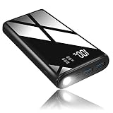 KLIFE モバイルバッテリー スマホ充電器 携帯充電器 30000mAh 超大容量 急速充電 Lightning/micro USB入力ポート LCD残量表示 最大2.1A出力 二台同時充電 安全保護システム 鏡面仕上げデザイン 旅行/出張/緊急用 防災グッズ iPhone/iPad/Android各種対応 ブラック