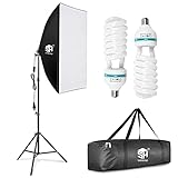 SH 1500w Softbox Photography Lighting Kit Video Studio Lights 20x28inch Professional Portable Continuous Lighting Equipment E27 Socket 5500k Bulb YouTube Videos