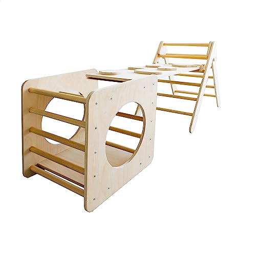Set Tavolino E Sedia Montessori In Legno Betulla Per Bambini - Salvaspazio, Ideale Per Cameretta E Studio