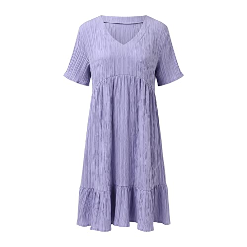 Sundresses For Women 2023 Casual Floral Printed Camisole Dress Womens Summer Casual Tshirt Dresses Hide Belly Blousons Midi Knee Length Dress With Pockets Womens Dresses #TOP5