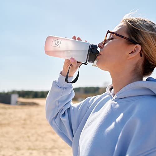 MOMO WAY Drinking Bottle Tritan Water Bottle BPA Free Reusable for School Sports Fitness Gym Easy Closure Gift for Men Women and Children Blue Pink 600ml - Image 3