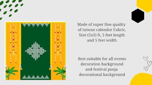 Image of varalakshmi vratham backdrops | Traditional Backdrop Cloth for Decorations Pooja 5x5 ft (ygkollam(5x5 ft)) backdrops Cloths | Pooja Decoration backdrops Cloths | Backdrop for poojas