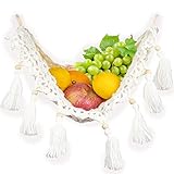 Kitchen Fruit Hammock Under Cabinet by Basket Mama - Handwoven Knitted Hanging Fruit Basket to Save...